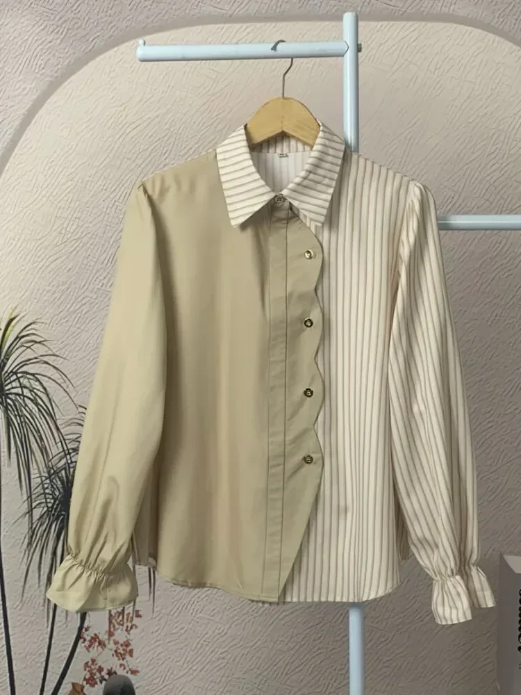 [NEW]ASAYA Kemeja polkadot warna-warni yang stylish dengan pinggiran renda