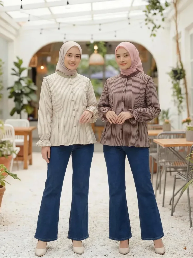 [READY STOCK]ASAYA Kemeja cetak temperamen gaya baru wanita atasan elegan