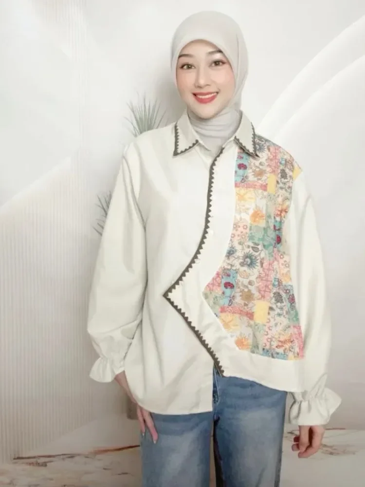 [DISKON KILAT]ASAYA Atasan kemeja mode baru lengan panjang gaya populer wanita