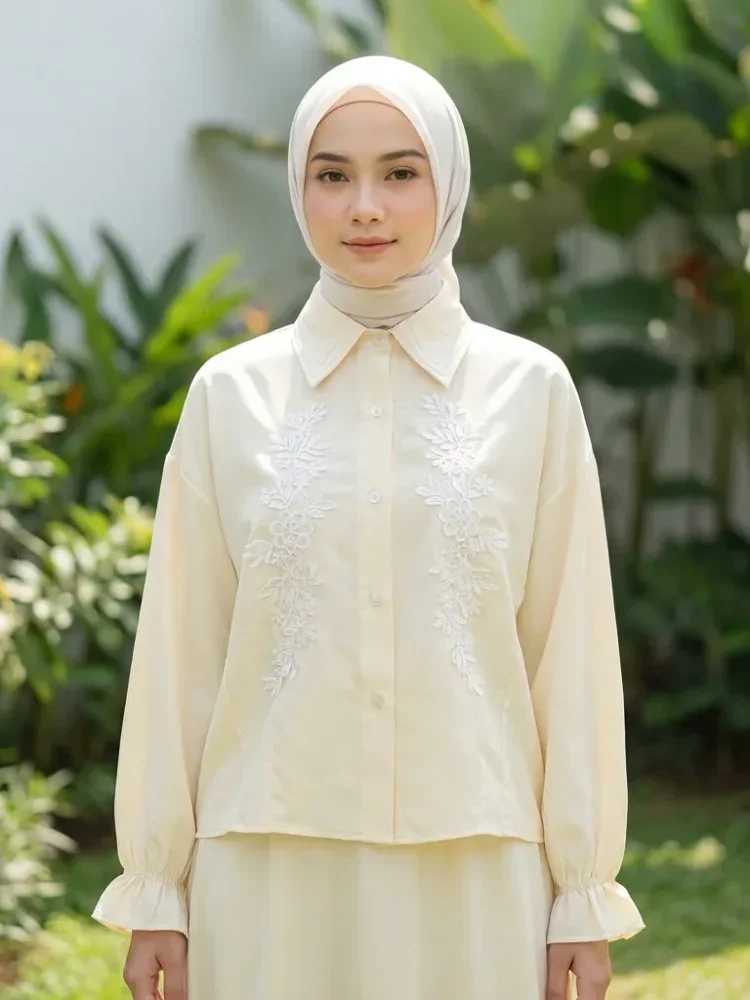 [DISKON KILAT]ASAYA Blouse wanita korea style desain bunga daun elegan nyaman banyak pilihan
