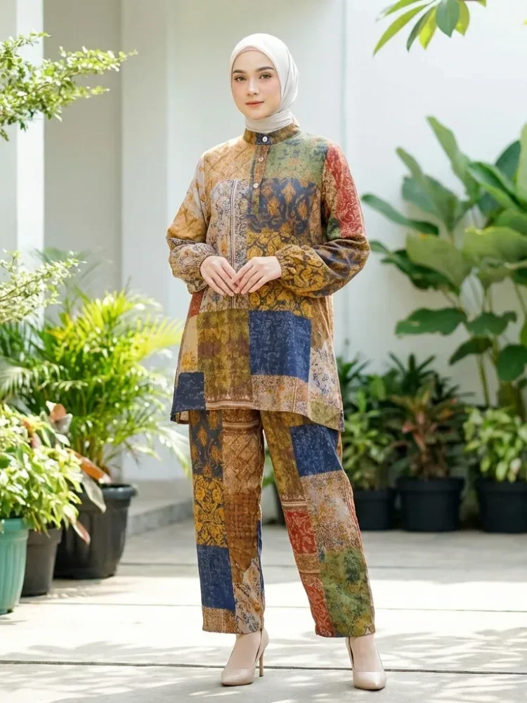 ASAYA Setelan wanita motif klasik elegan nyaman kekinian