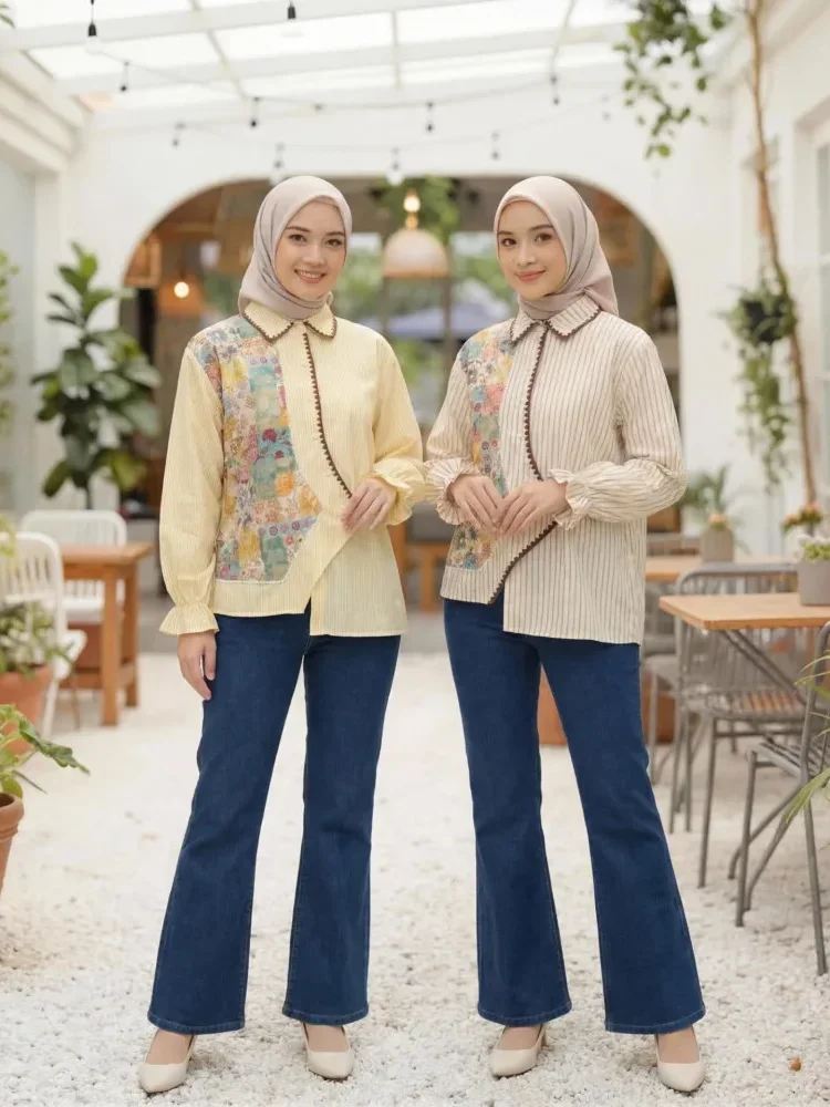 [READY STOCK]ASAYA Atasan kemeja mode baru lengan panjang gaya populer wanita