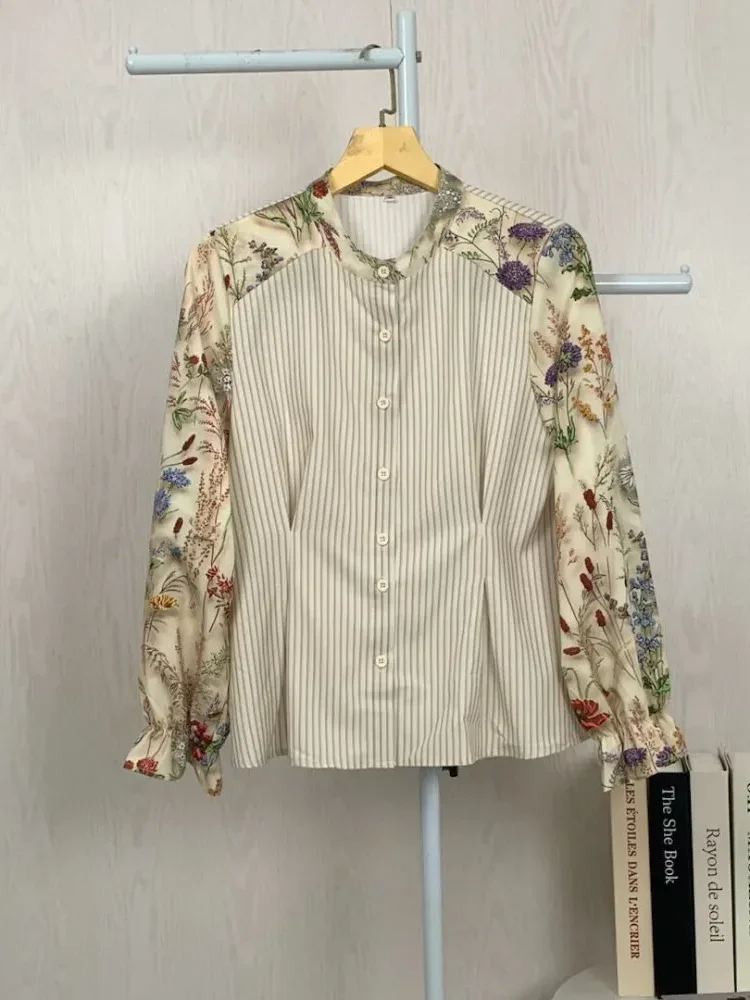 ASAYA Kemeja cetak temperamen gaya baru wanita atasan elegan