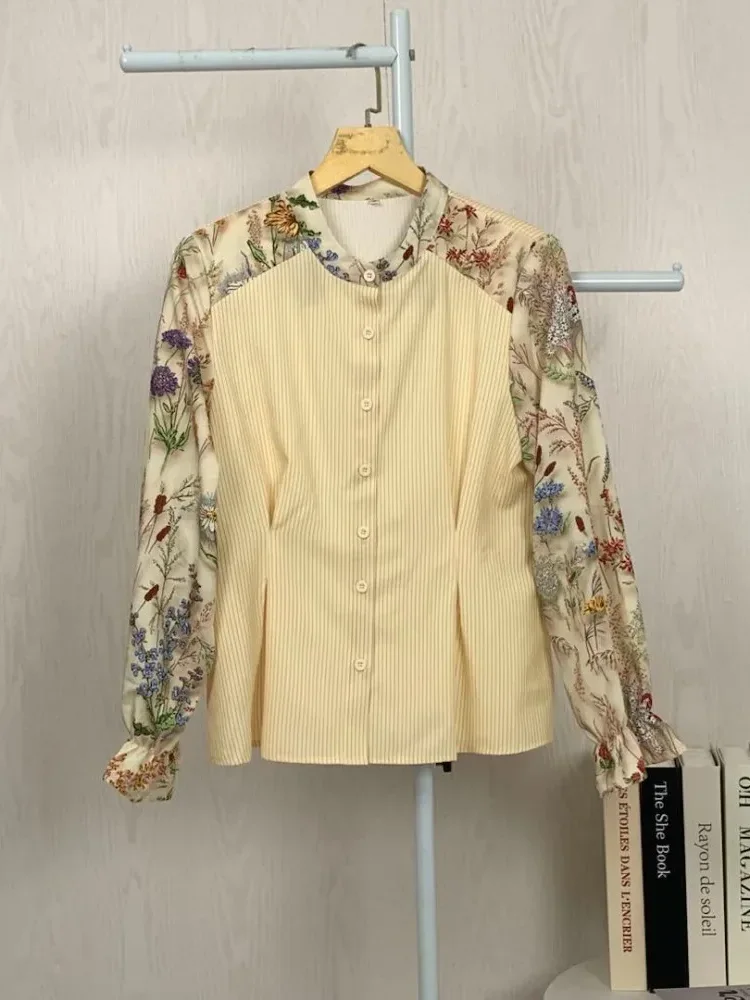 ASAYA Kemeja cetak temperamen gaya baru wanita atasan elegan