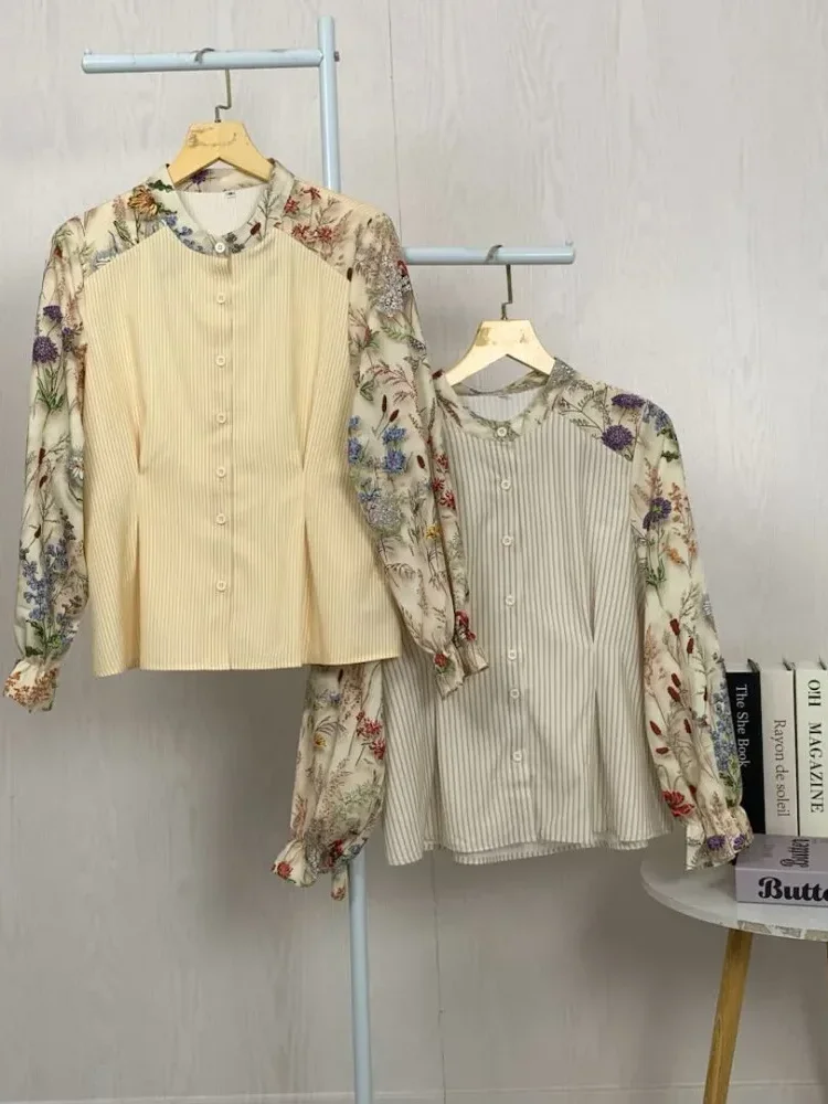 ASAYA Kemeja cetak temperamen gaya baru wanita atasan elegan