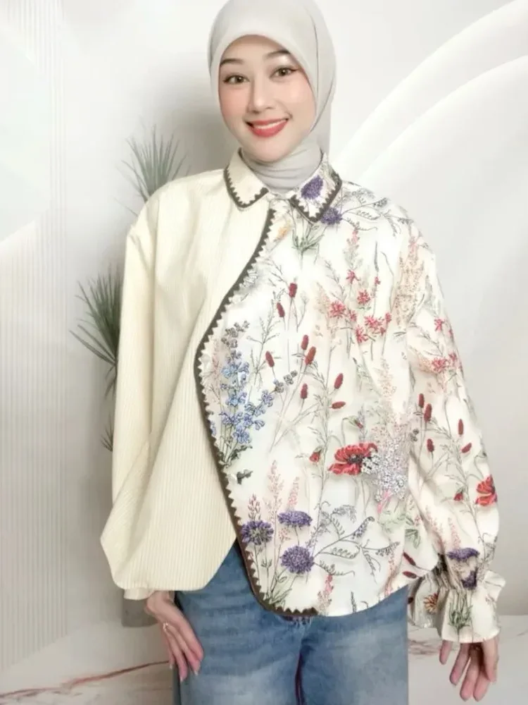 [NEW]ASAYA Atasan kemeja pakaian wanita motif bergaris mode korea terbaru