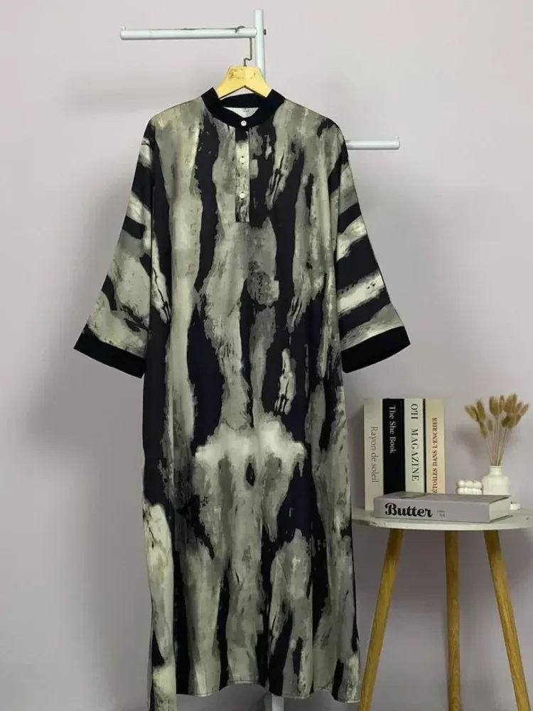 [DISKON KILAT]ASAYA Gamis wanita kekinian motif abstrak elegan trendi