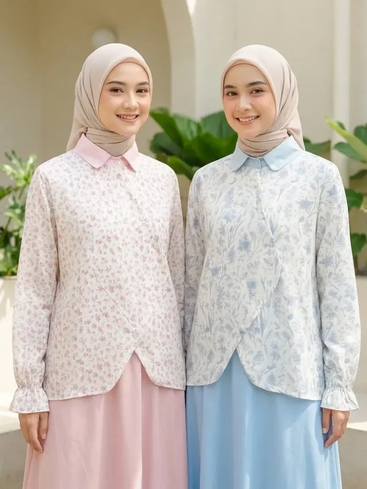 ASAYA Blouse korea style garis lengan panjang - atasan wanita casual