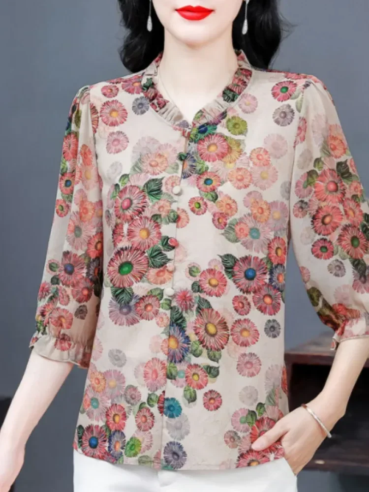 [NEW]FADFAD Kemeja cetak temperamen gaya baru wanita atasan elegan