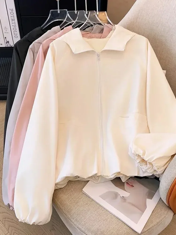 [NEW]CHICMORE Atasan jaket wanita pelindung matahari lengan panjang gaya casual cantik