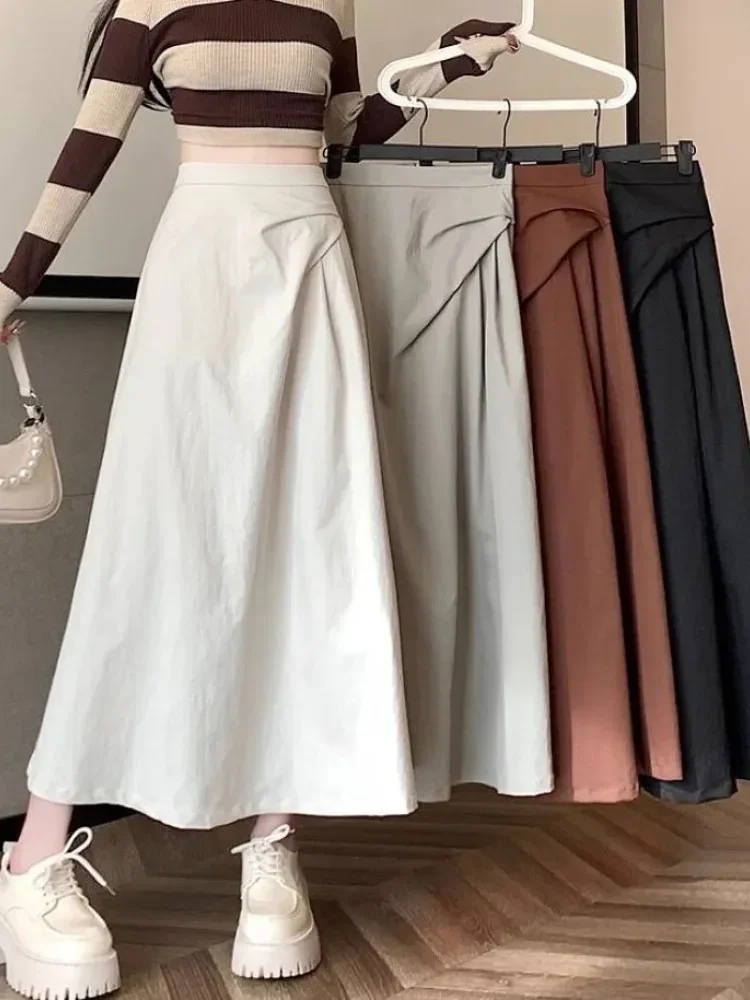 [DISKON KILAT]CHICMORE Rok midi kasual model a-line longgar dan gaya modis elegant untuk wanita