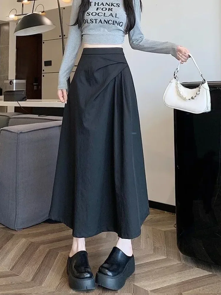 [DISKON KILAT]CHICMORE Rok midi kasual model a-line longgar dan gaya modis elegant untuk wanita