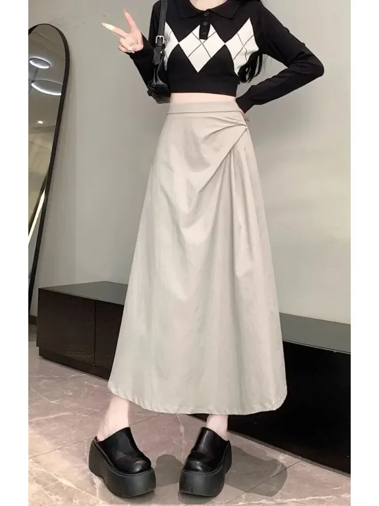 [DISKON KILAT]CHICMORE Rok midi kasual model a-line longgar dan gaya modis elegant untuk wanita