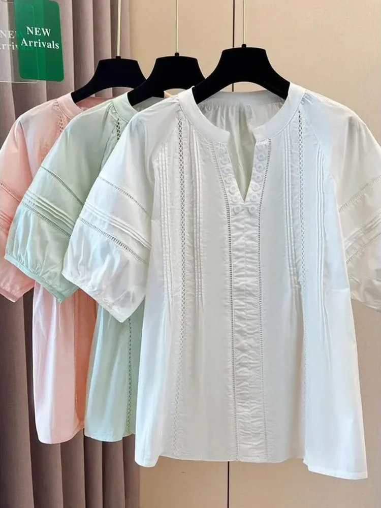 [NEW]CHICMORE Atasan blouse wanita lengan pendek desain retro