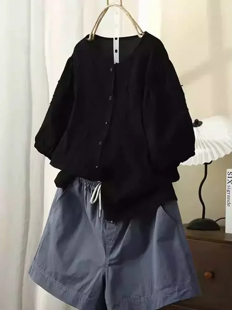 [NEW]CHICMORE Atasan kemeja lengan pendek dengan gaya kasual untuk wanita