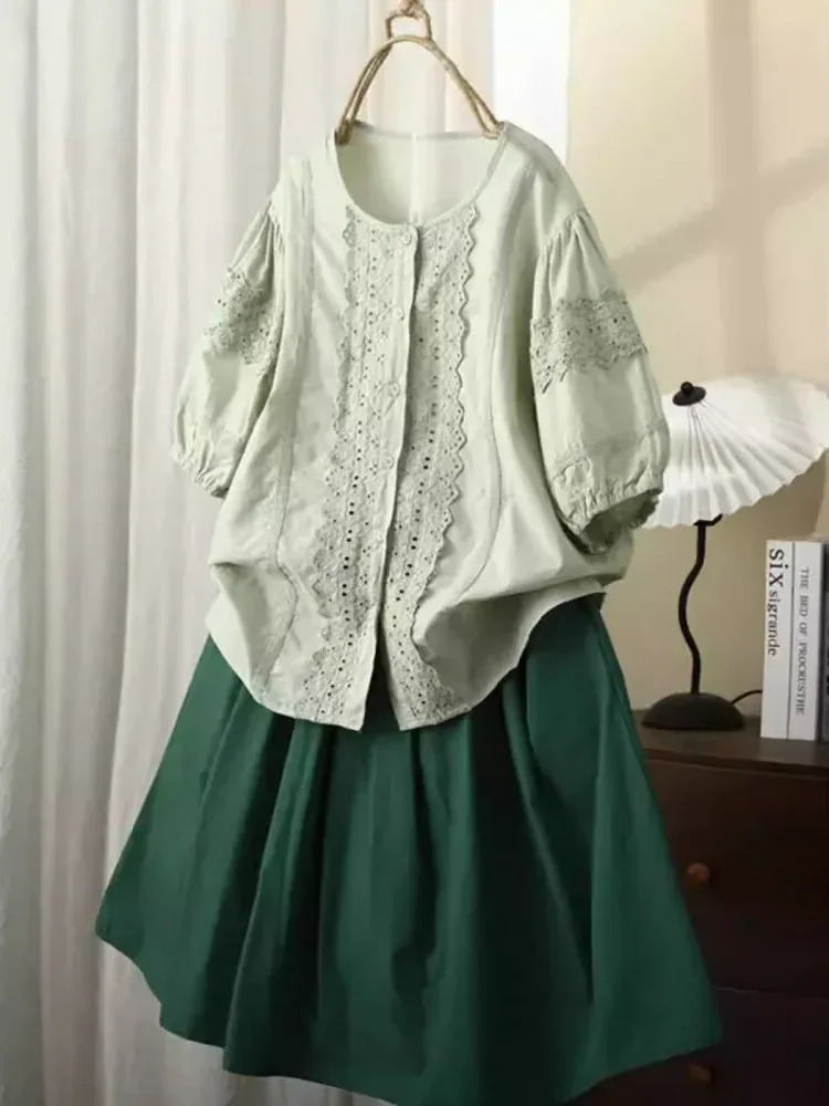 [NEW]CHICMORE Atasan kemeja lengan pendek dengan gaya kasual untuk wanita