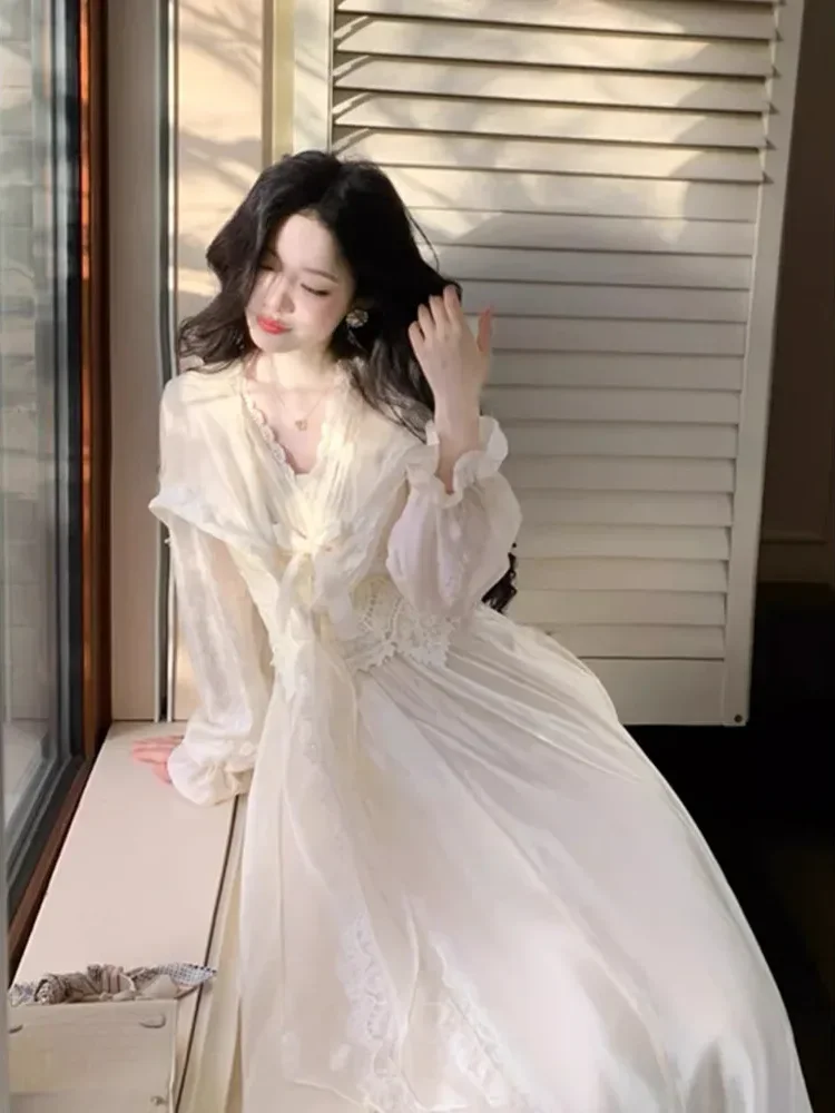 [NEW]CHICMORE Gaun wanita dengan kerah leher v-neck lengan panjang gaya kasual