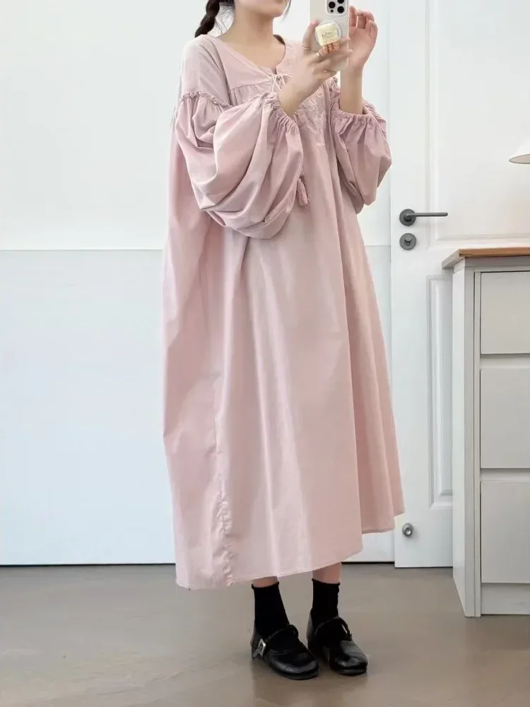 [READY STOCK]CHICMORE Gaun longgar lengan panjang dengan rok midi dan gaya anggun