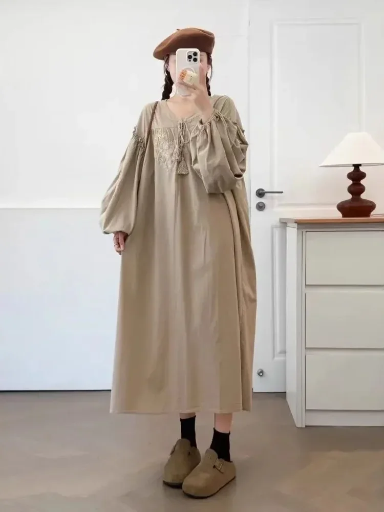 [READY STOCK]CHICMORE Gaun longgar lengan panjang dengan rok midi dan gaya anggun