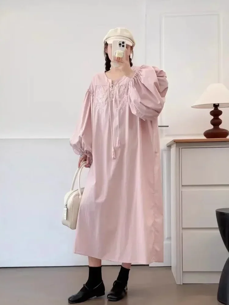 [READY STOCK]CHICMORE Gaun longgar lengan panjang dengan rok midi dan gaya anggun