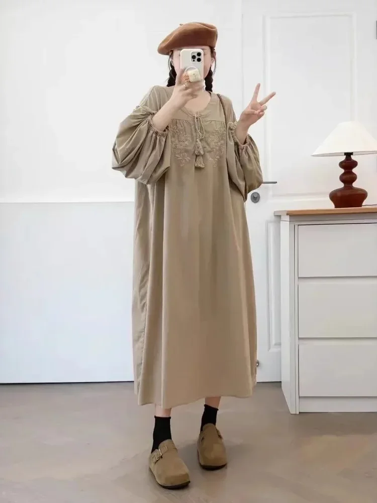 [READY STOCK]CHICMORE Gaun longgar lengan panjang dengan rok midi dan gaya anggun