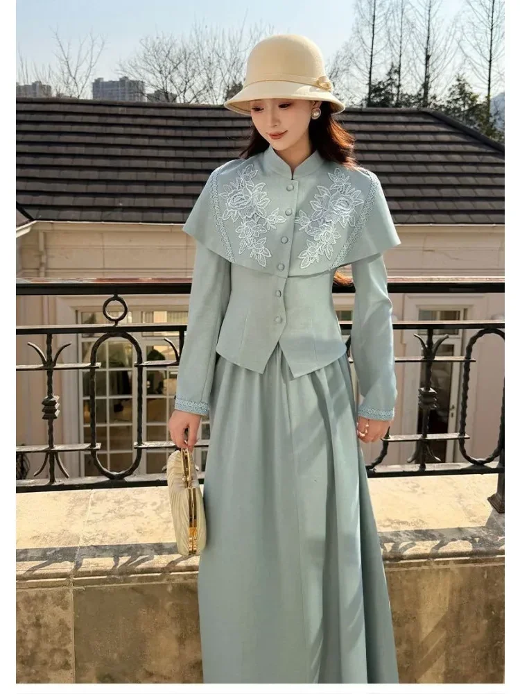 CHICMORE Setelan wanita gaya klasik atasan lengan panjang elegant dan celana panjang kasual