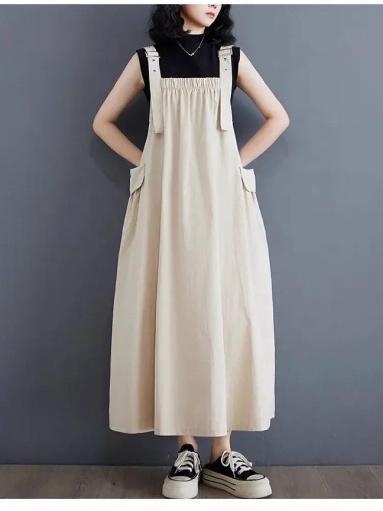 [NEW]CHICMORE Gaun panjang wanita kasual tanpa lengan warna polos (tanpa lapisan dalam)