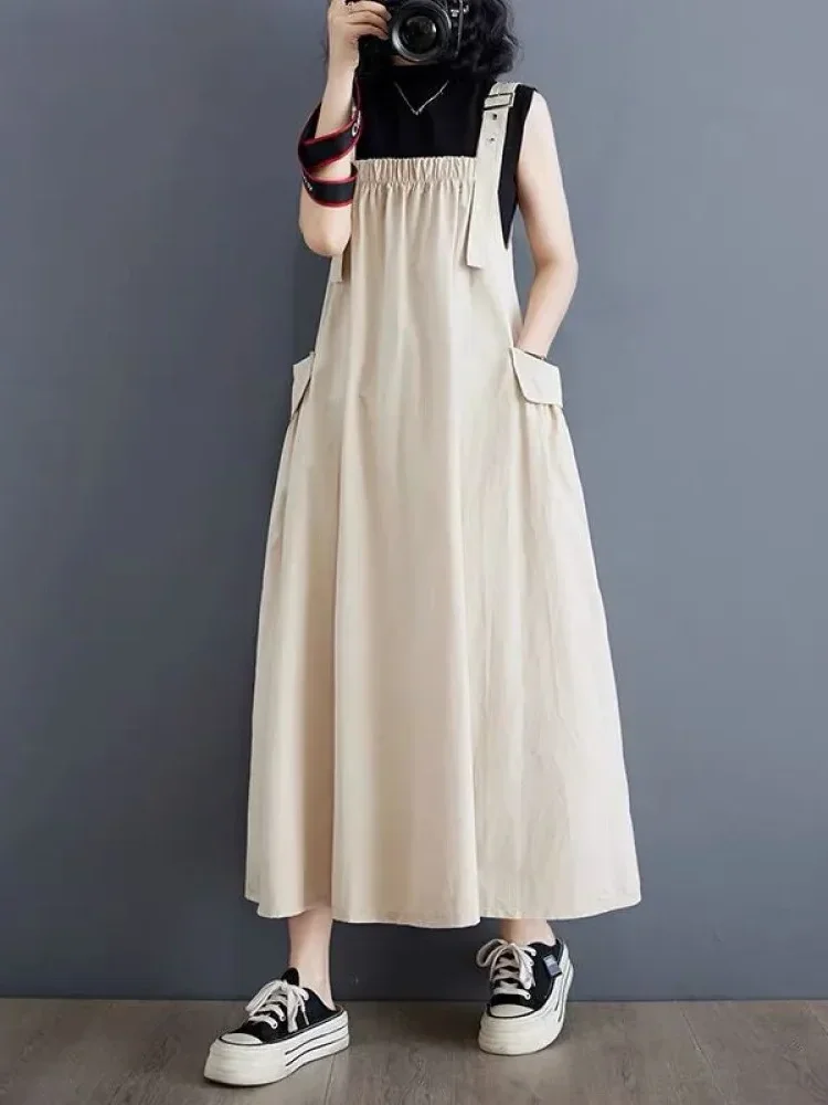 [NEW]CHICMORE Gaun panjang wanita kasual tanpa lengan warna polos (tanpa lapisan dalam)