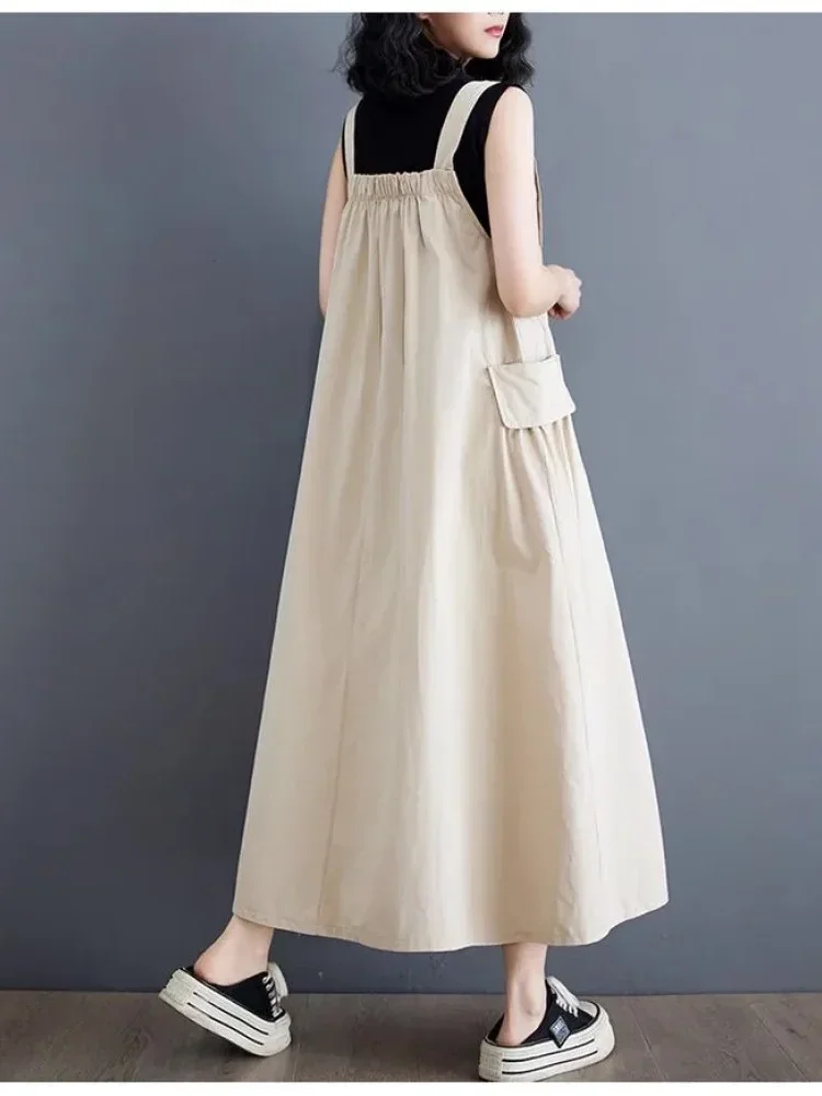 [NEW]CHICMORE Gaun panjang wanita kasual tanpa lengan warna polos (tanpa lapisan dalam)