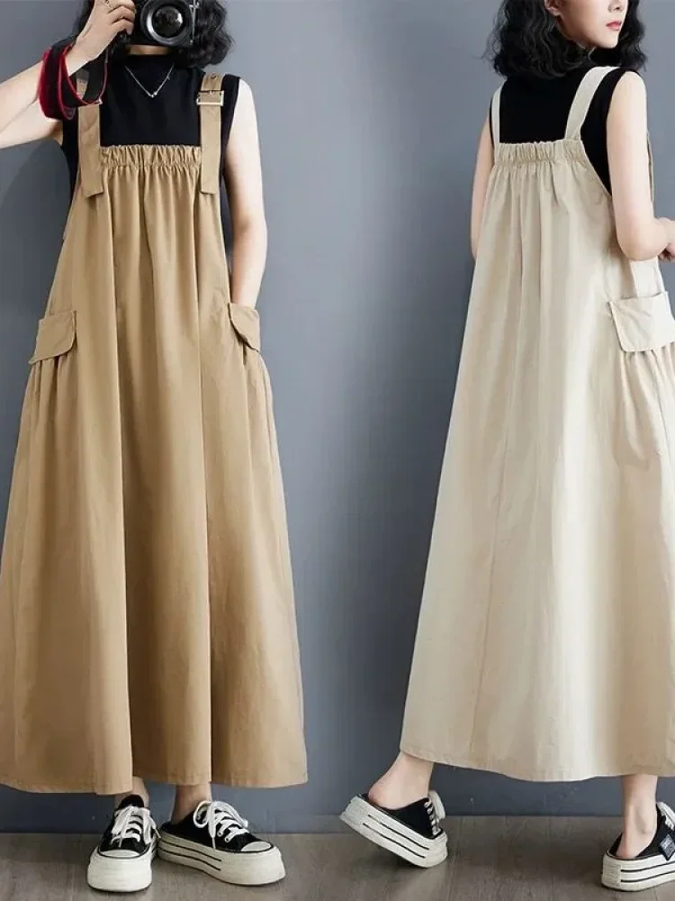 [NEW]CHICMORE Gaun panjang wanita kasual tanpa lengan warna polos (tanpa lapisan dalam)