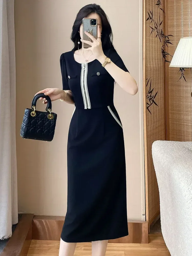 FADFAD Gaun dengan lengan pendek gaya elegan baru wanita