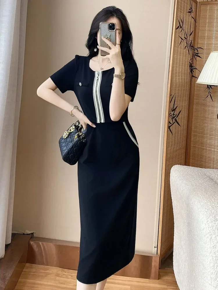 FADFAD Gaun dengan lengan pendek gaya elegan baru wanita