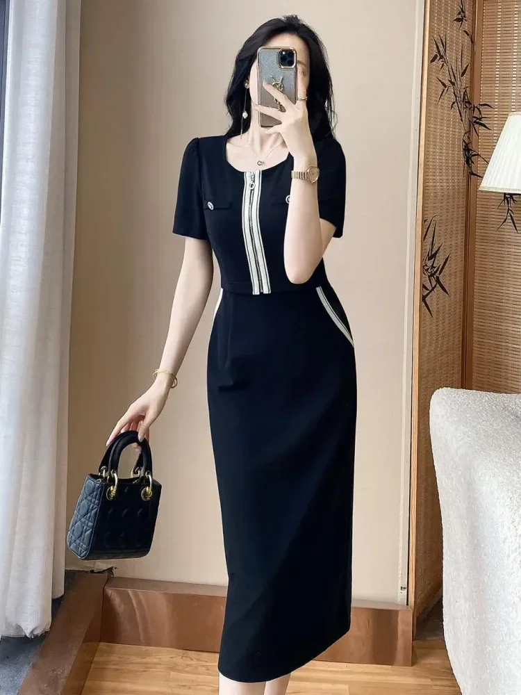 FADFAD Gaun dengan lengan pendek gaya elegan baru wanita