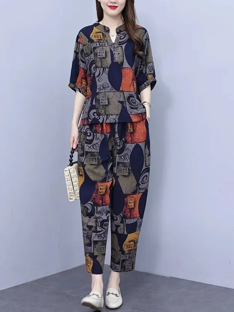 FADFAD Setelan dua potong untuk wanita dewasa dengan atasan longgar dan celana panjang