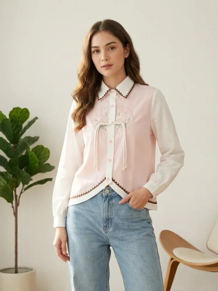 FADFAD Kemeja unik lengan panjang dan kerah collar