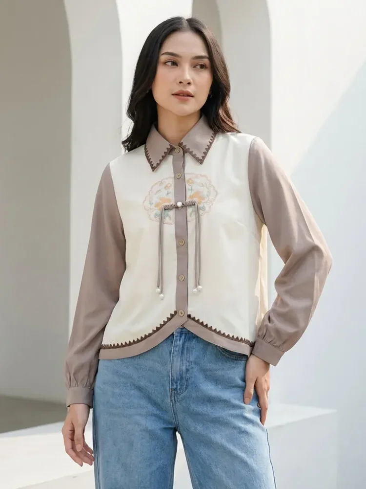 FADFAD Kemeja unik lengan panjang dan kerah collar