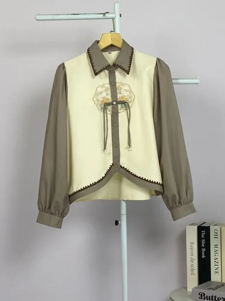 FADFAD Kemeja unik lengan panjang dan kerah collar