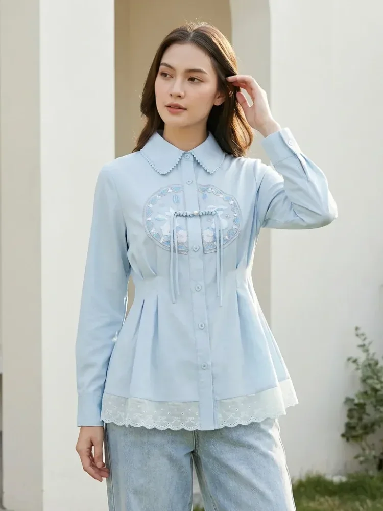 FADFAD Kemeja unik lengan panjang dan kerah collar