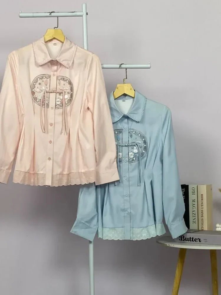 FADFAD Kemeja unik lengan panjang dan kerah collar