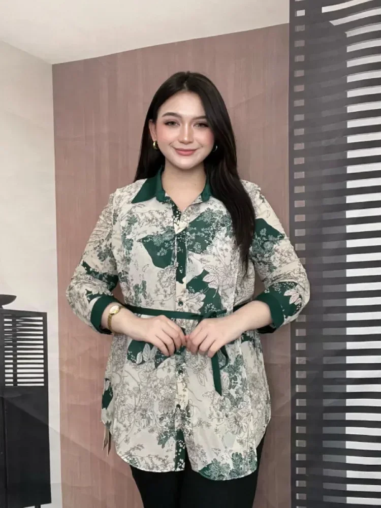 [NEW]FADFAD Kemeja cetak temperamen gaya baru wanita atasan elegan