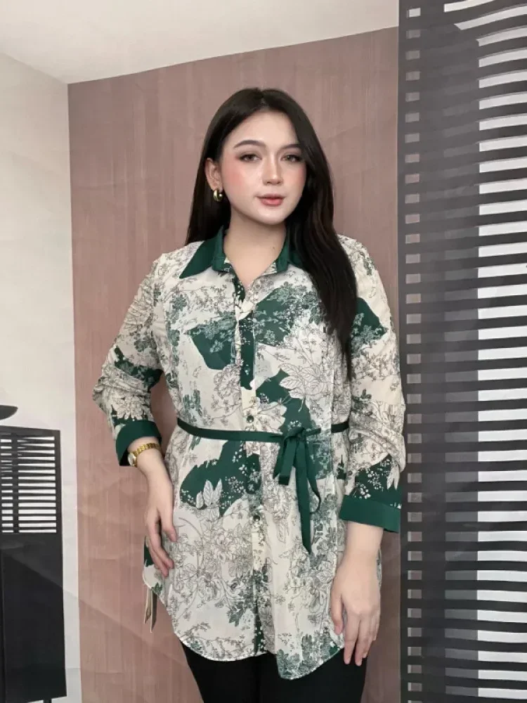 [NEW]FADFAD Kemeja cetak temperamen gaya baru wanita atasan elegan