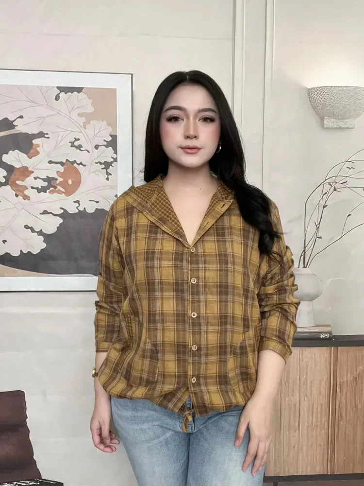 [DISKON KILAT]FADFAD Kemeja cetak temperamen gaya baru wanita atasan elegan