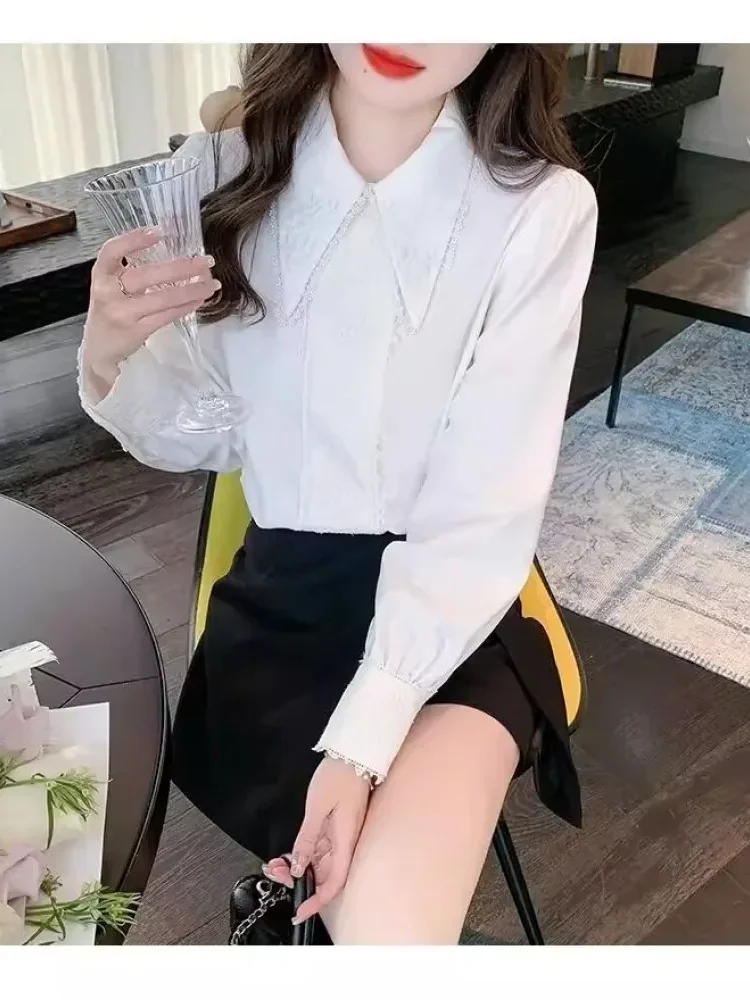 [NEW]FADFAD Atasan kemeja lengan panjang wanita desain ramping manis kaya kasual