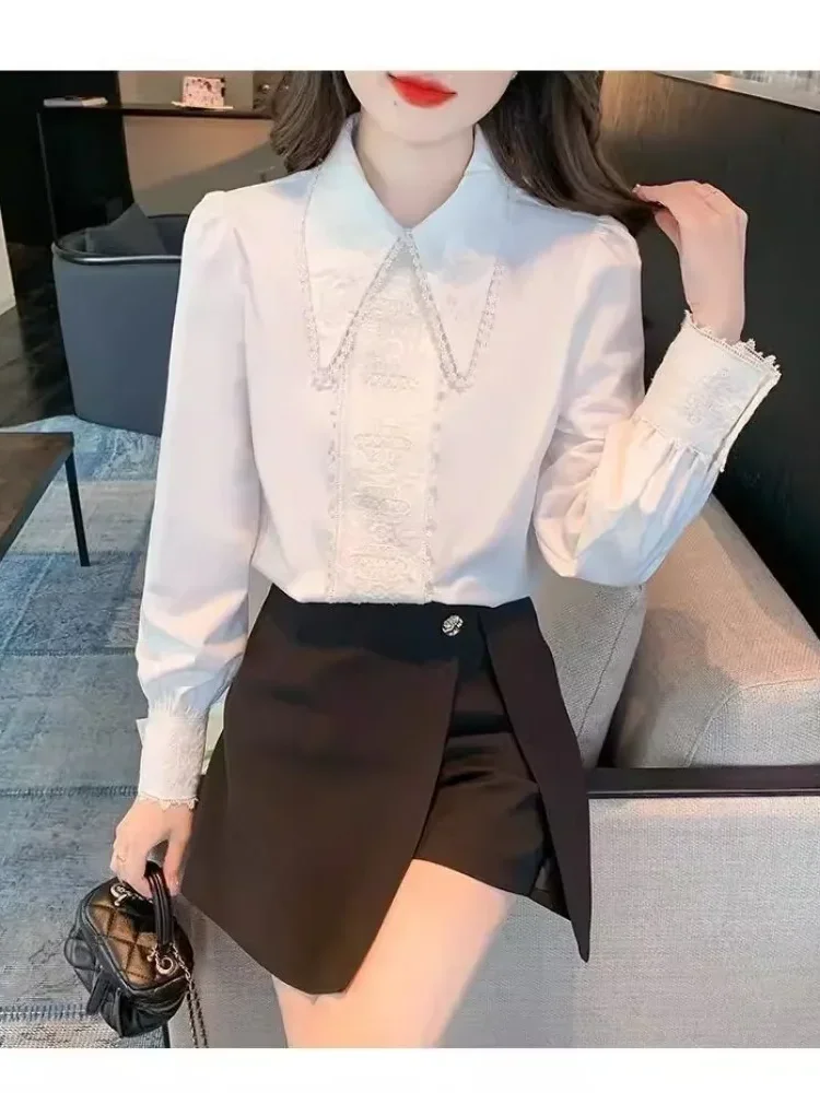 [NEW]FADFAD Atasan kemeja lengan panjang wanita desain ramping manis kaya kasual