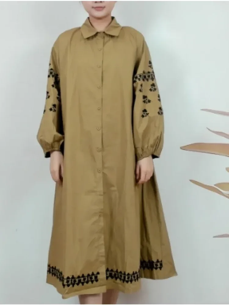 FADFAD Gaun longgar panjang kerah polo lengan panjang desain baru untuk wanita