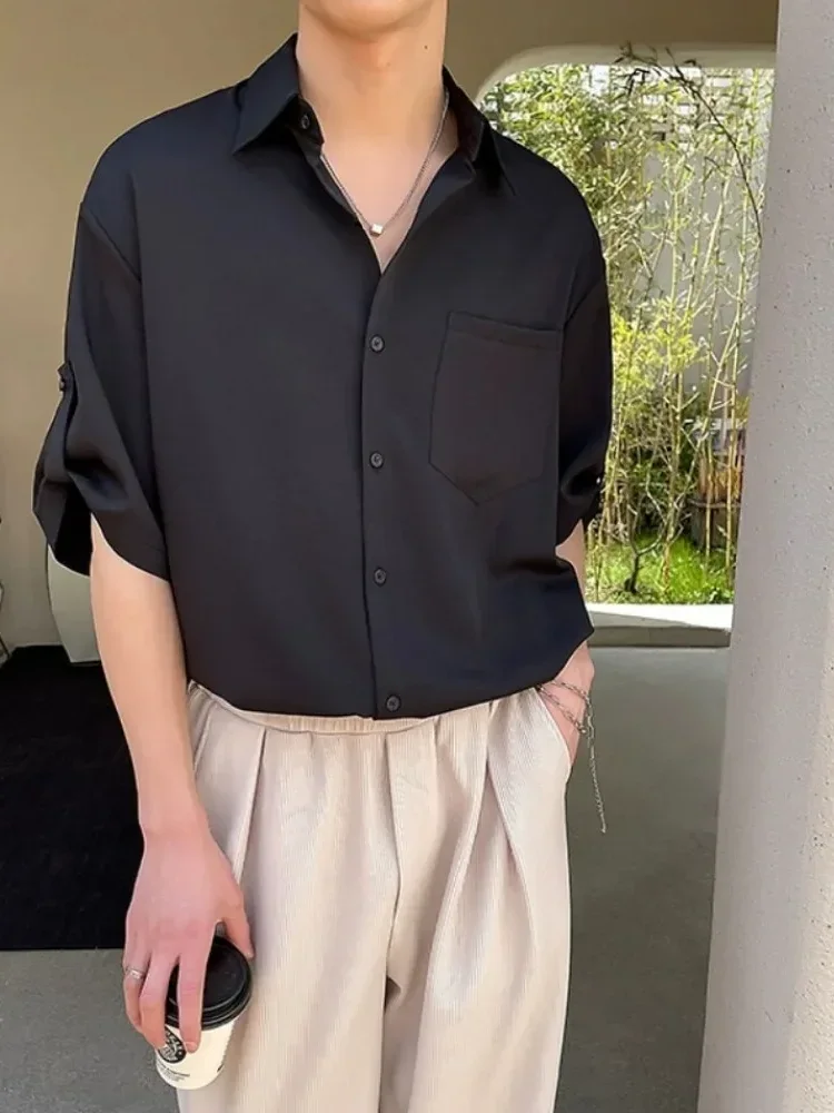 MODISH Atasan kemeja pria longgar lengan pendek gaya kasual