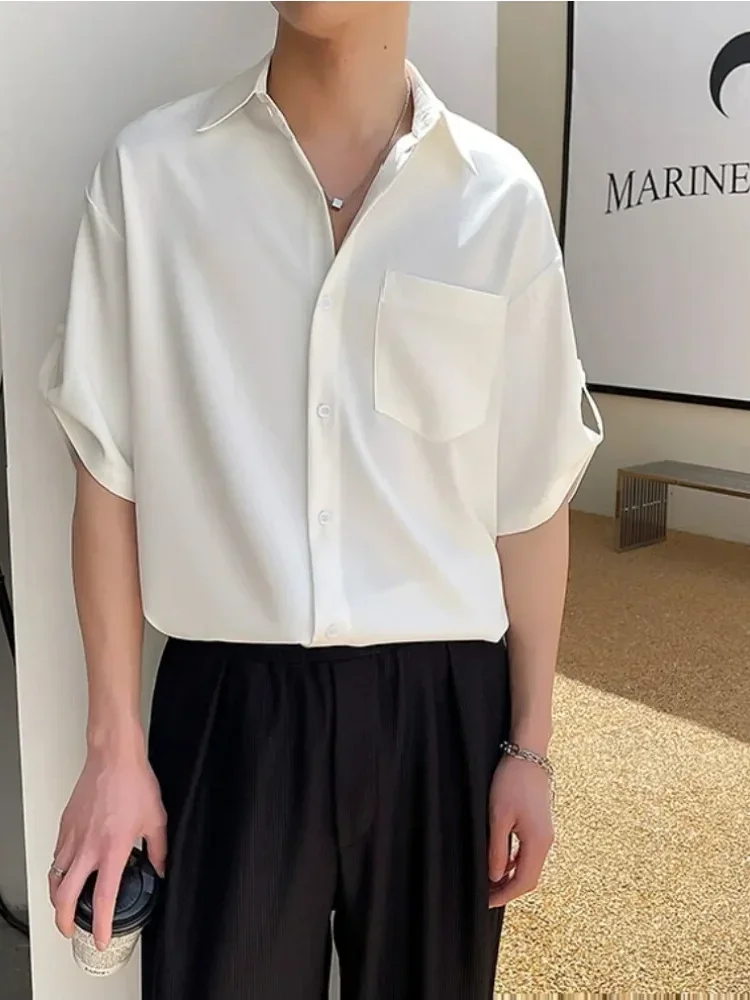 MODISH Atasan kemeja pria longgar lengan pendek gaya kasual