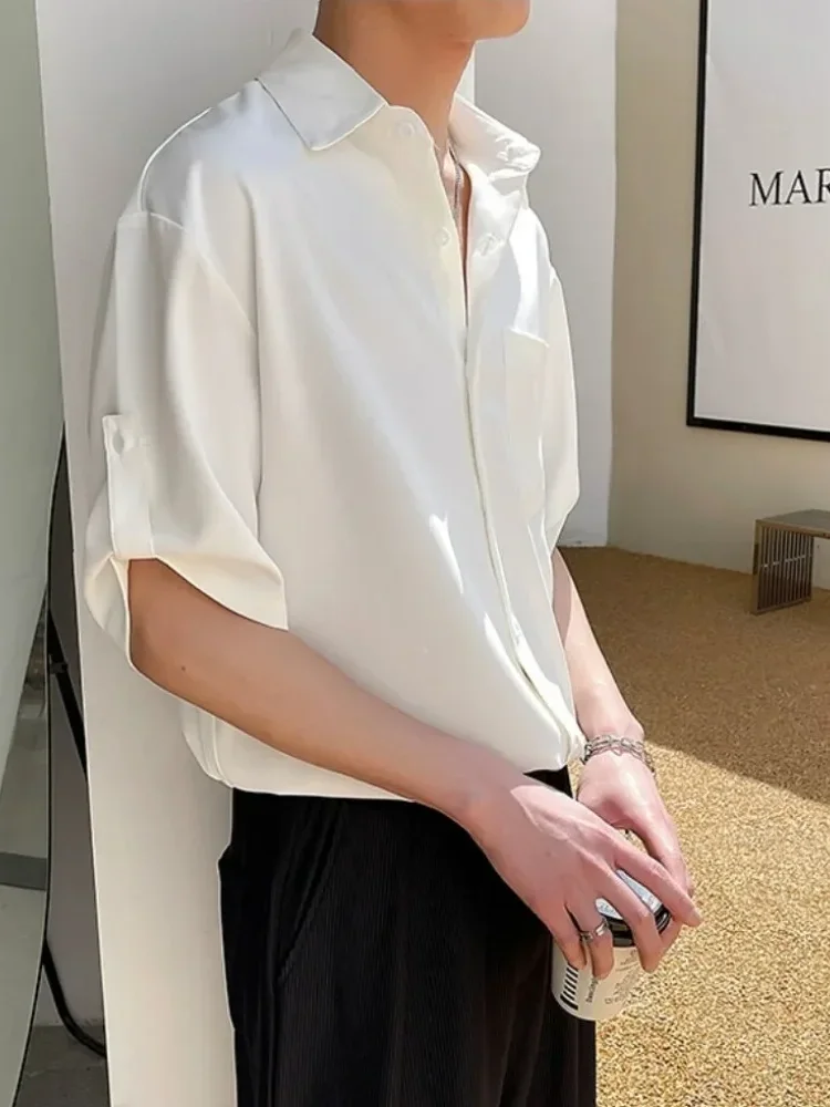 MODISH Atasan kemeja pria longgar lengan pendek gaya kasual