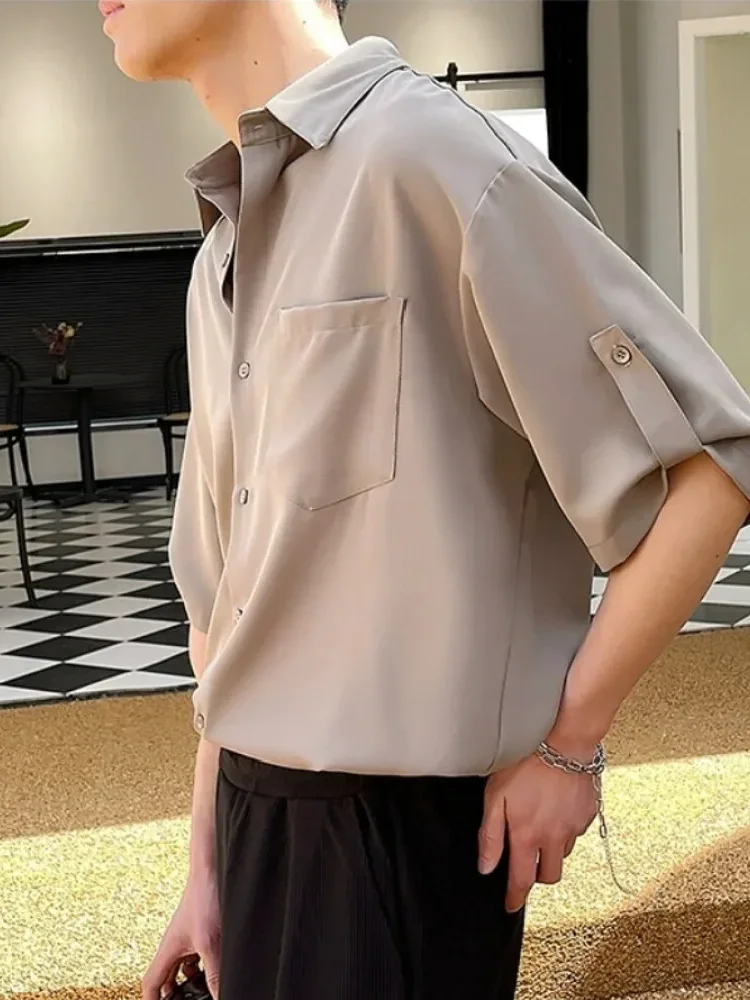 MODISH Atasan kemeja pria longgar lengan pendek gaya kasual