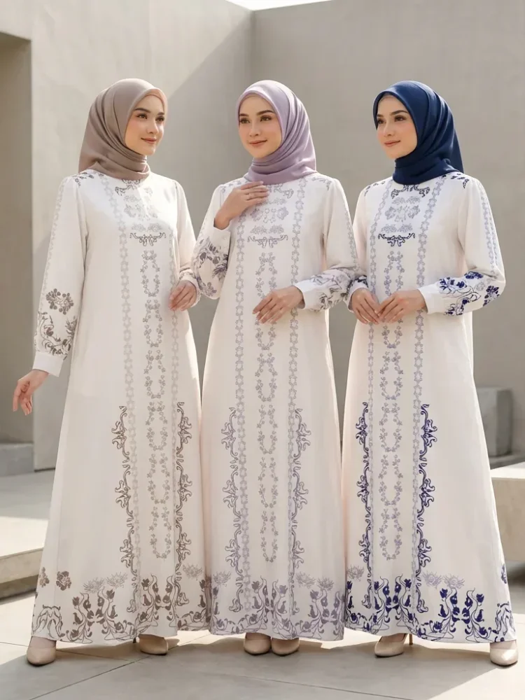 ASAYA Women's long-sleeved spliced printed commuting casual elegant dress